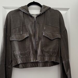 Urban Outfitters Charcoal Cropped Hoodie